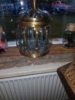 bronzen pot met geblazen glas, Huis en Inrichting, Woonaccessoires | Kandelaars en Kaarsen, Ophalen, Overige kleuren, Brons of Koper