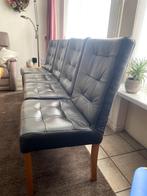 Leren (eetkamer) stoelen antraciet 4 stuks, Ophalen, Gebruikt, Leer, Vier