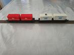 2 open goederenwagons met containers, Overige merken, Gelijkstroom, Wagon, Ophalen of Verzenden