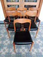 Set van zes Niels Otto Møller stoelen, Ophalen, Gebruikt, Bruin, Vijf, Zes of meer stoelen