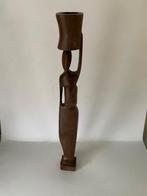 Vintage houten beeld / kandelaar. Moeder met kind Afrika., Ophalen