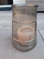 Windlicht met tekst, Ophalen of Verzenden, Zo goed als nieuw, Overige materialen, Minder dan 25 cm
