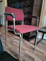 5 Vintage buisframe stoelen, Gebruikt, Stof, Ophalen, Rood
