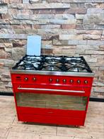 Luxe Ferrari rode Smeg Fornuis 6 pits 90 cm, 60 cm of meer, Fornello Esperta, Ophalen of Verzenden, Zo goed als nieuw