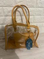Transparante Tas met Bruine Details, Ophalen of Verzenden, Zo goed als nieuw, Bruin, Handtas