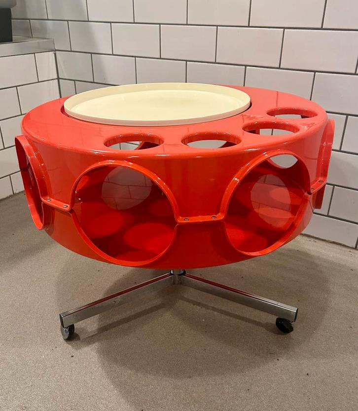 Curver Rotobar space age tafel, Huis en Inrichting, Tafels | Salontafels, Gebruikt, Minder dan 50 cm, 50 tot 100 cm, 50 tot 100 cm