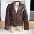 Zeer Mooie Soepel Leren Vintage Dames Jasje (Maat 36) € 45,-, Bruin, Ophalen of Verzenden, Zo goed als nieuw, Maat 36 (S)