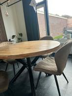 Ronde Mango Houten Eettafel met 4 Stoelen, Huis en Inrichting, Ophalen, Gebruikt, 100 tot 150 cm, Rond