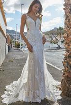 Moderne strakke sexy trouwjurk. In blush ivoor kleur, Ophalen, Nieuw, Wit, Trouwjurk