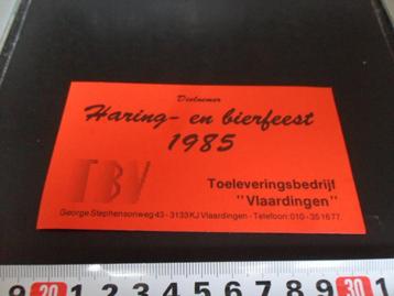 stickers Vlaardingen Deelnemer Haring- en bierfeest 1985  beschikbaar voor biedingen
