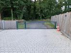 Draaipoort elektrisch en looppoort groen hek toegangshek, Tuin en Terras, Ophalen, Met poort, Gebruikt, Overige typen