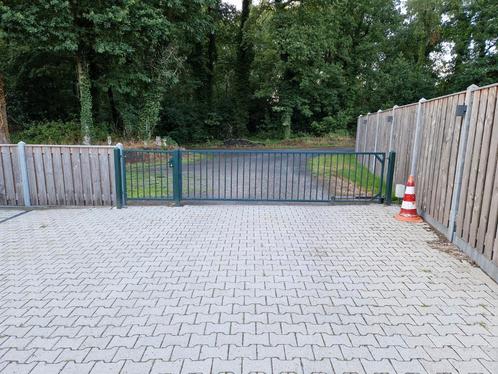 Draaipoort elektrisch en looppoort groen hek toegangshek, Tuin en Terras, Tuinhekken en Hekwerk, Gebruikt, Overige typen, IJzer
