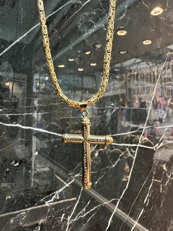 14k gouden koningsketting met kruishanger beschikbaar voor biedingen