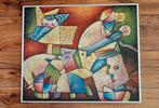 Zeer mooi schilderij van vezels Kubistisch abstrakt B Long., Ophalen of Verzenden