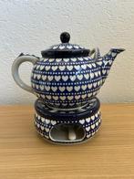 Bunzlau theepot 3 liter met brander hartjes, Huis en Inrichting, Keuken | Servies, Gebruikt, Overige typen, Ophalen of Verzenden