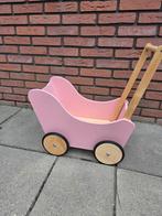 Houten roze poppenwagen, Ophalen, Zo goed als nieuw