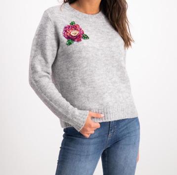 Esprit grijse alpaca wollen trui met bloem van pailletjes M beschikbaar voor biedingen