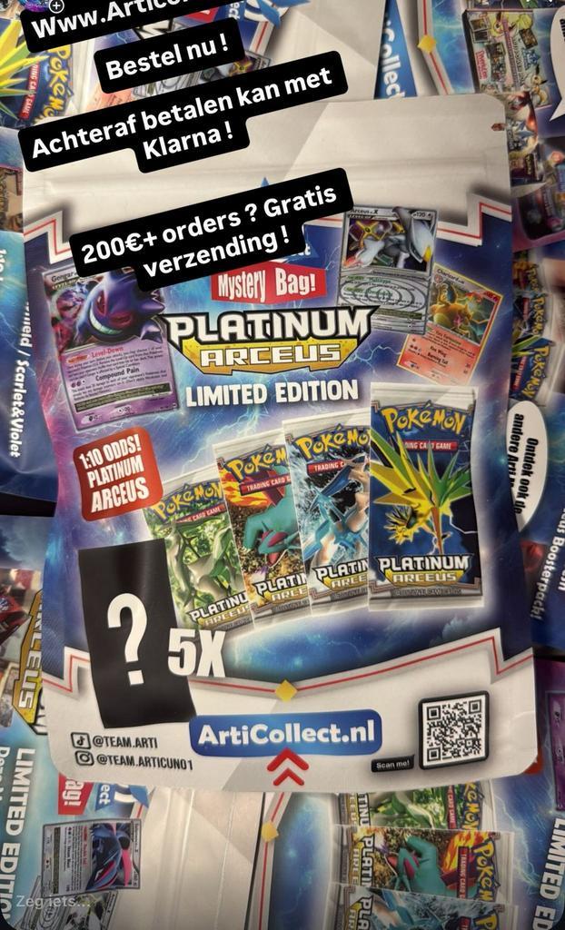 Platinum Arceus ! Limited Edition ! 1:10 Mysterybag!, Hobby en Vrije tijd, Verzamelkaartspellen | Pokémon, Zo goed als nieuw, Losse kaart