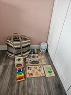 Speelgoedzak met divers houten speelgoed., Ophalen, Zo goed als nieuw, Overige typen