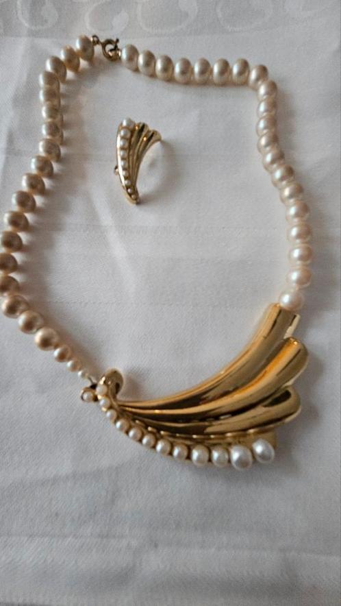 Trifari  parelketting, Sieraden, Tassen en Uiterlijk, Kettingen, Zo goed als nieuw, Overige materialen, Goud, Verzenden