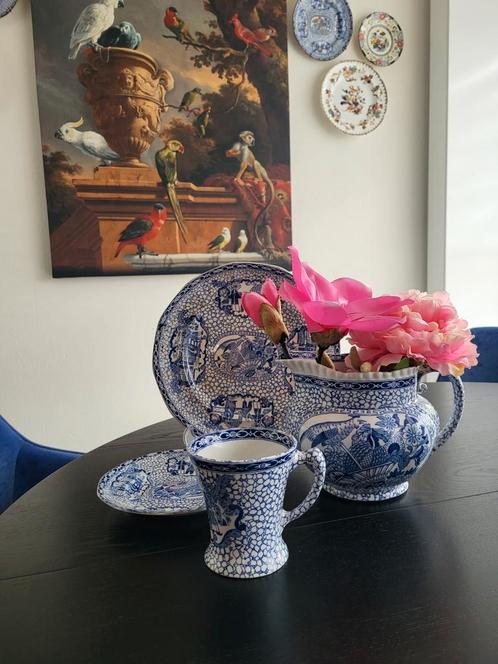 Prachtig blauw-wit Engels servies Adams Chinese pattern, Antiek en Kunst, Antiek | Servies los, Ophalen of Verzenden