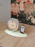 Vintage pastel geel metalen klokje, Ophalen of Verzenden