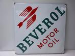 Emaille bord Beverol Motor Oil, Bussum Langcat, Verzamelen, Merken en Reclamevoorwerpen, Ophalen, Gebruikt, Reclamebord