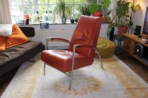 Harvink Club relax fauteuil, Huis en Inrichting, Fauteuils, Gebruikt, Leer, Metaal, 50 tot 75 cm, 75 tot 100 cm, Ophalen of Verzenden