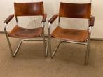 2 lederen framebuis stoelen model Bauhaus cognackleur, Huis en Inrichting, Ophalen, Gebruikt, Twee, Bruin