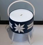 Retro/Vintage naaimand / naaitafel / opbergmand (blauw/wit), Hobby en Vrije tijd, Ophalen of Verzenden, Zo goed als nieuw, Overige typen