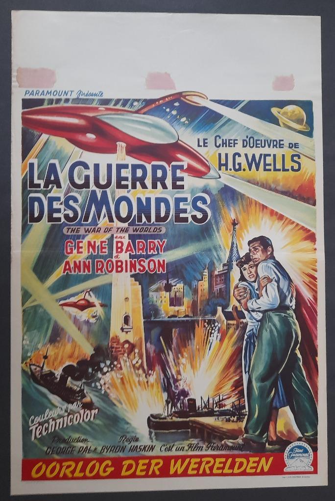 THE WAR OF THE WORLDS - vintage (1953) Belgische filmposter, Verzamelen, Film en Tv, Gebruikt, Film, Poster, Ophalen of Verzenden