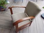 Antieke kleine fauteuil, eiken, stoffen zitting en rug, Ophalen