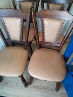 Massief donker eiken stoelen - 4 stuks, Huis en Inrichting, Stoelen, Ophalen, Gebruikt, Bruin