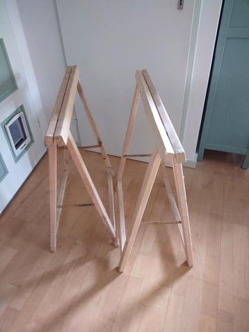 set schragen, blank ongelakt hout 75 x 75 beschikbaar voor biedingen