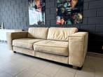 Beige lederen zetel / bankstel 3-zits aniline leer, Ophalen, Gebruikt, Driepersoons, Rechte bank