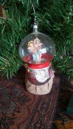 OUDE kerstbal nr 417 model deukbal met bol engelprentjes, Ophalen of Verzenden, Gebruikt