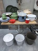 Partij emaille spullen rommelmarkt of braderie handel, Antiek en Kunst, Antiek | Emaille, Ophalen