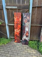 Canvas schilderij giraf en zebra, Ophalen of Verzenden, Gebruikt