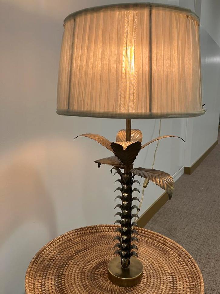 Vintage Hollywood Regency messing tafellamp brass lamp, Huis en Inrichting, Lampen | Tafellampen, Gebruikt, 50 tot 75 cm, Metaal