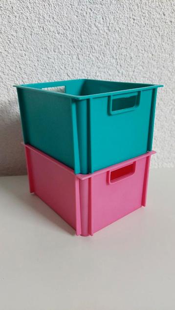 Mandje roze en groen opbergbakjes 11 x 8,5 x 6 cm beschikbaar voor biedingen