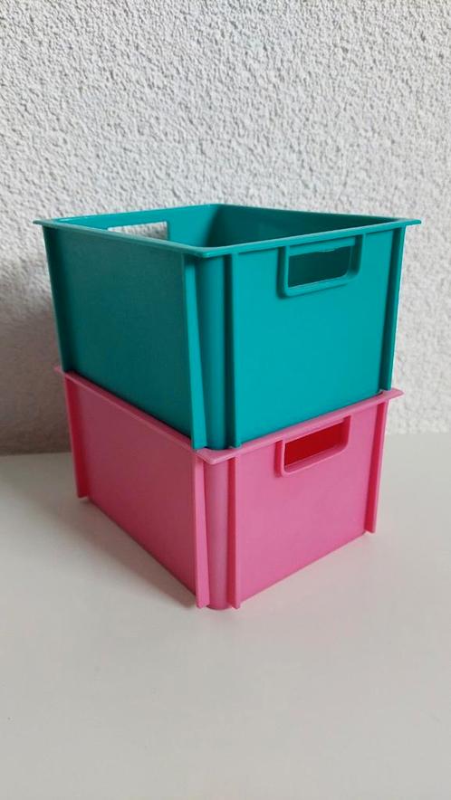 Mandje roze en groen opbergbakjes 11 x 8,5 x 6 cm, Diversen, Bureau-accessoires, Gebruikt, Ophalen of Verzenden