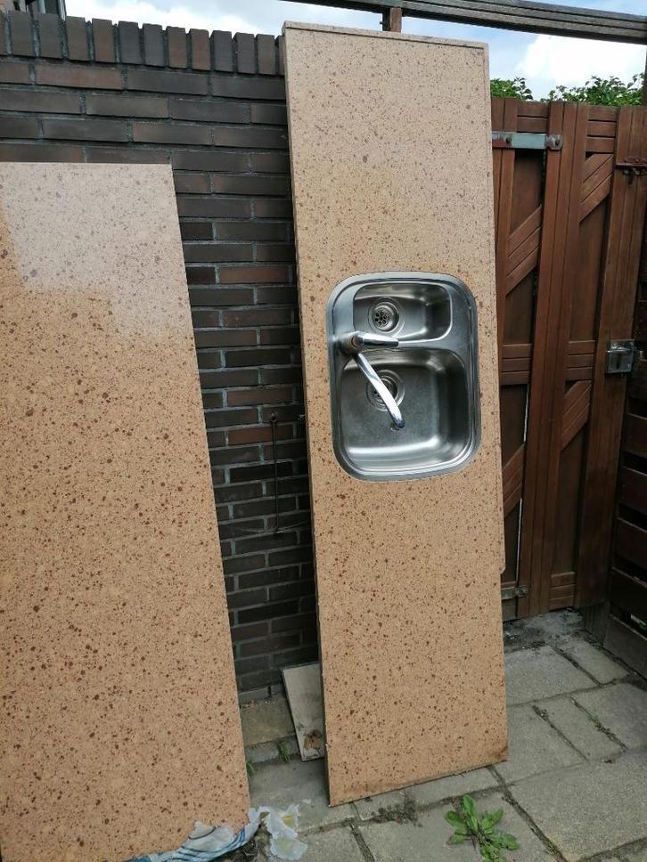 werkblad, Huis en Inrichting, Keuken | Keukenelementen, Zo goed als nieuw, Minder dan 100 cm, 200 cm of meer, 50 tot 75 cm, Crème