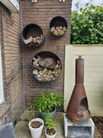 3 Zwarte stalen cirkels voor houtopslag/planten, Tuin en Terras, Haardhout, Minder dan 3 m³, Ophalen, Overige houtsoorten, Takken