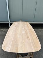 Deens ovale eettafel 240x110x3 verjongd eiken rustiek, Ophalen, 100 tot 150 cm, Eikenhout, Vijf personen of meer