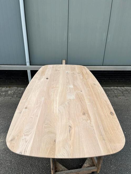 Deens ovale eettafel 240x110x3 verjongd eiken rustiek, Huis en Inrichting, Tafels | Eettafels, Nieuw, 100 tot 150 cm, 200 cm of meer