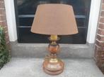 Vintage houten tafellamp schemerlamp 1852 hout met lampenkap, Antiek en Kunst, Antiek | Lampen, Ophalen of Verzenden