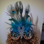 Carnavals Skibril met Pauwenveren, Ophalen of Verzenden, Nieuw, Carnaval, Accessoires