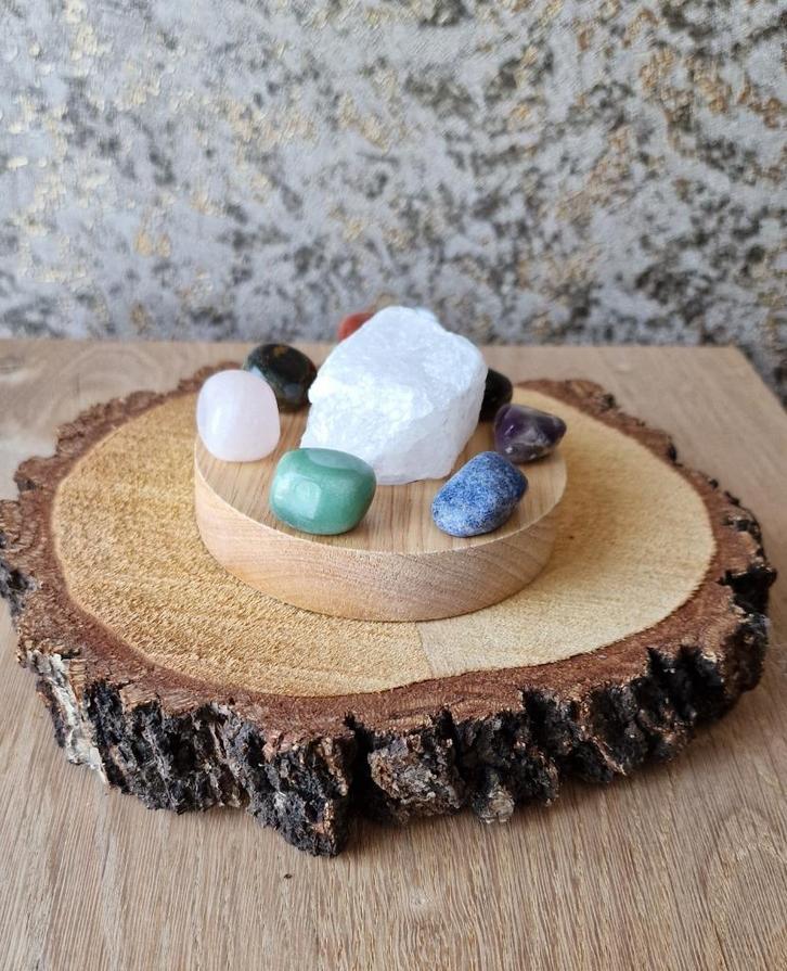 7 Chakra Edelstenen Lamp, Huis en Inrichting, Woonaccessoires | Kandelaars en Kaarsen, Nieuw, Minder dan 25 cm, Hout, Overige kleuren