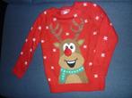 Kerst trui Rendier / Rode kersttrui / vrolijk  / maat 140, Jongen of Meisje, Trui of Vest, Ophalen of Verzenden, Zo goed als nieuw