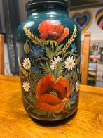 Vaas glas bloemen, Huis en Inrichting, Woonaccessoires | Vazen, Ophalen of Verzenden, Minder dan 50 cm, Groen, Glas